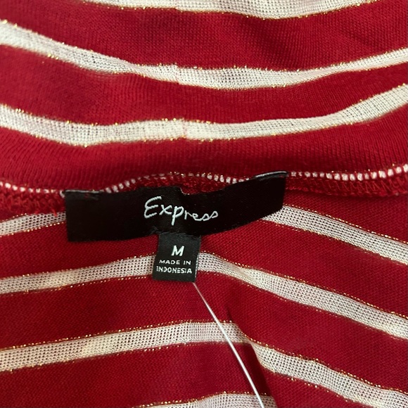 Express Red Striped Embroidered Rhinestone Turtleneck Long sleeve Top - Picture 8 of 12